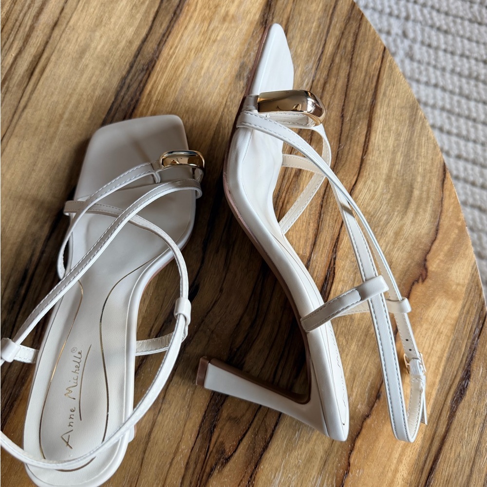 Judith Ivory Faux Leather Strap Heels